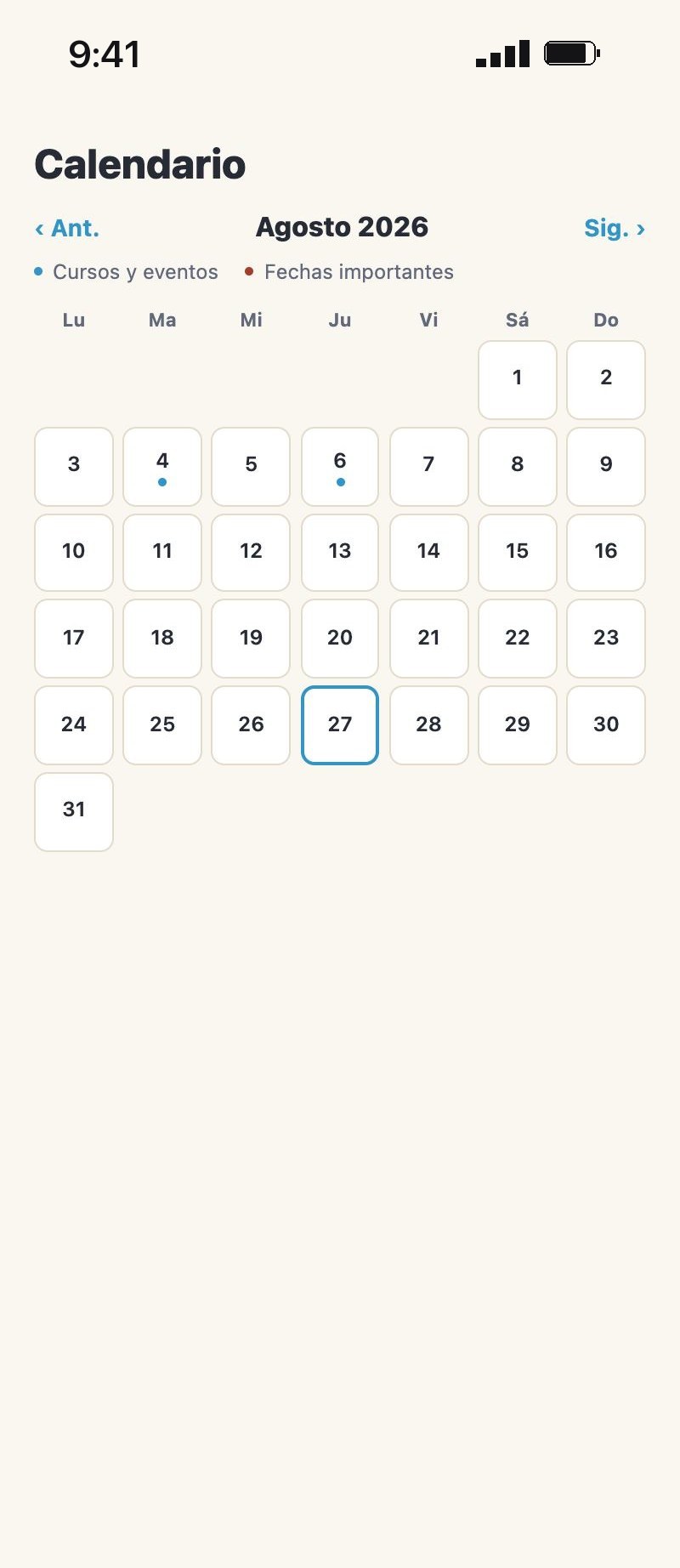 Calendario de actividades