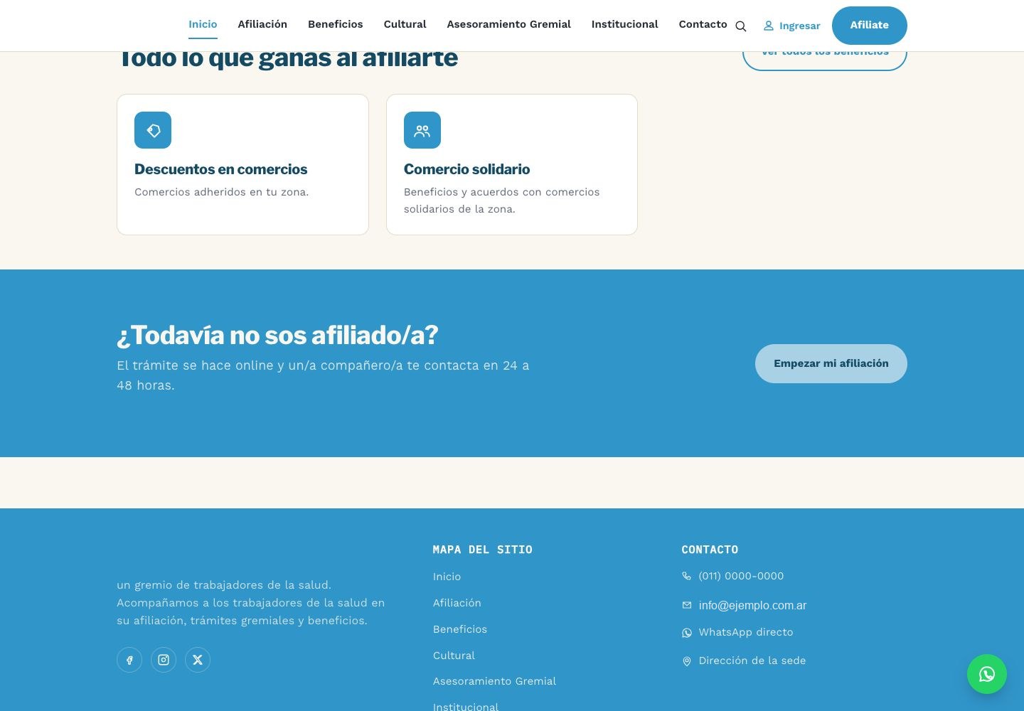 Sección de beneficios