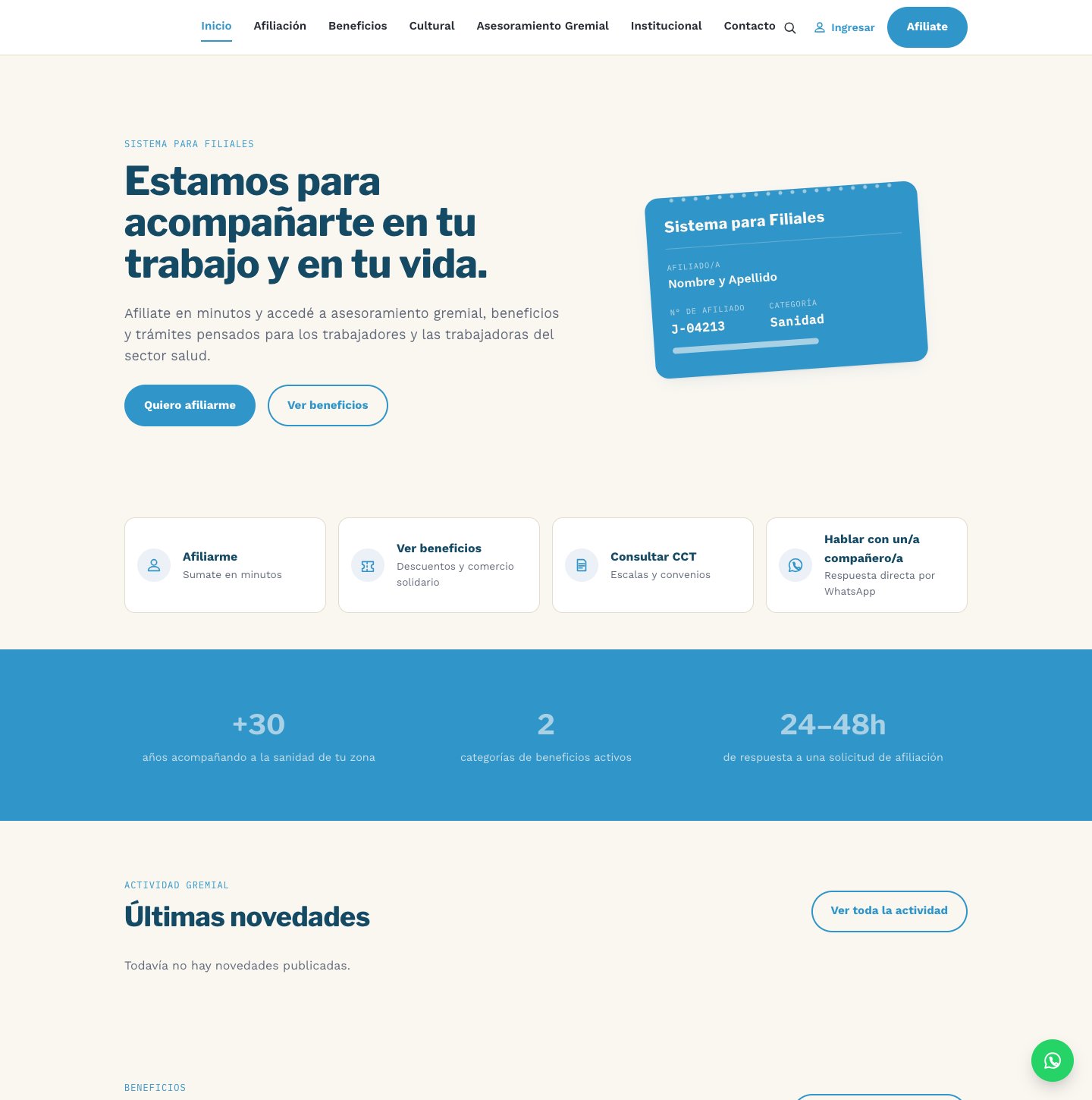 Home de Sistema para Filiales