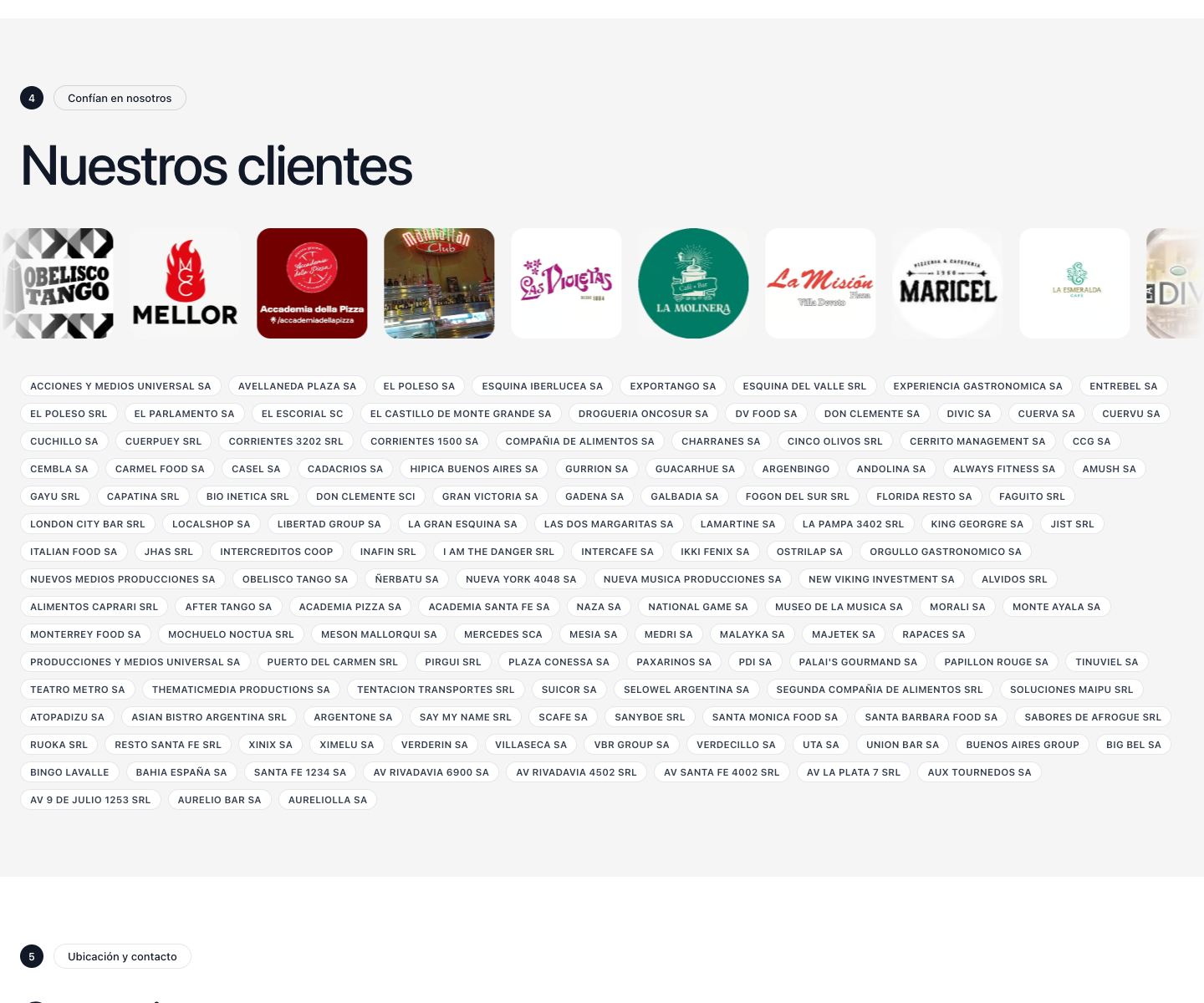 Grilla de clientes