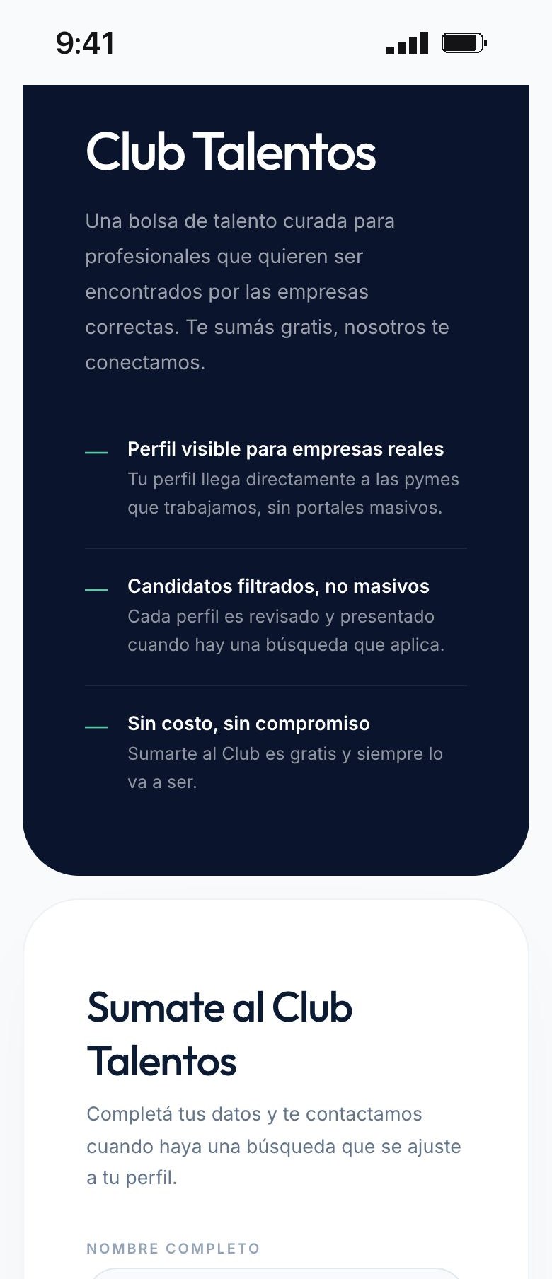 El sitio en el celular