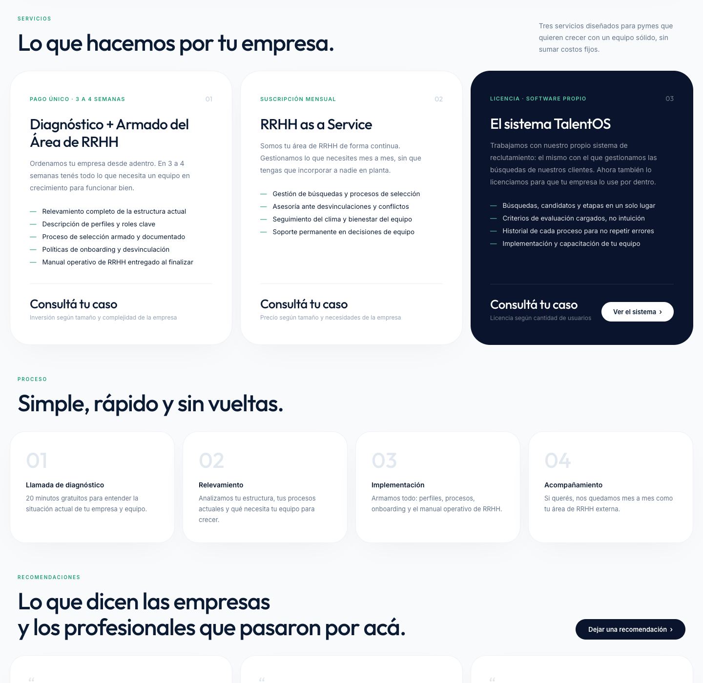 Los tres productos de TalentOS