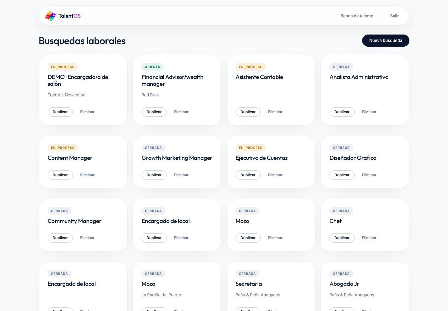 Dashboard de búsquedas